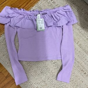 H&M Lilac Off-Shoulder Ruffle Blouse